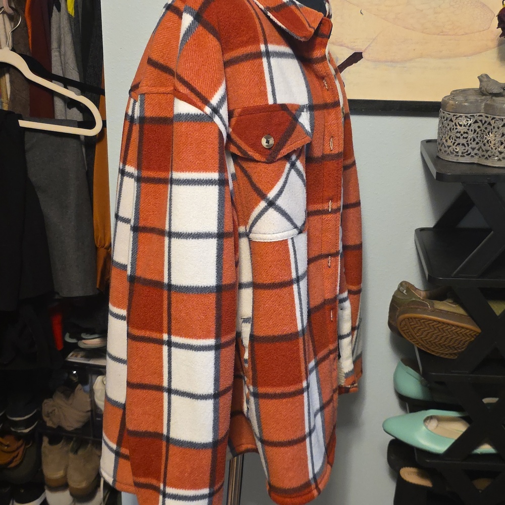 SAGE Red Cream Flannel Jacket Sherling Lined Women's XXL - Picture 5 of 7